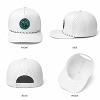 Op maat gemaakte logo witte 5-panel touwhalmpet met platte klep, snapback baseballcap, geborduurde tribale patch, unisex, groothandel, OEM, lage minimale bestelhoeveelheid