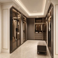 Sistema de Armario Modular de Madera para Dormitorio, Armario de Esquina Moderno, Armario Vestidor con Cajones