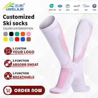Chaussettes de ski d'hiver pour adultes, hautes jusqu'au genou, épaisses, confortables et chaudes, pour la neige, la randonnée, avec revers tricoté, pour jeunes