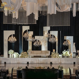 NIKA Décoration de toile de fond blanche en PVC de haute qualité avec lustre, arche murale 3D en acrylique décalée pour <span class=keywords><strong>mariage</strong></span> - Product Image 2