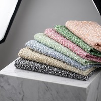 Tissu en velours élégant brodé de perles et de sequins, polyester extensible vert pour robe de soirée femme, matériau pour bagages et artisanat