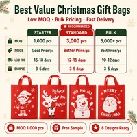 Sacs fourre-tout de Noël en PP non tissé, taille moyenne, ouverts en haut, écologiques, réutilisables, avec logo personnalisé, vente en gros, pour les achats de fin d'année