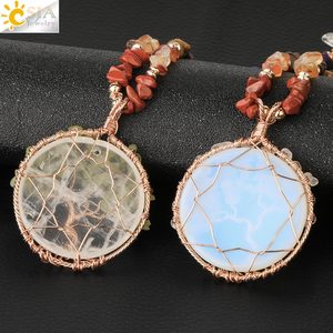 Collar de Cristal con Árbol de la Vida CSJA al por Mayor, Collar Largo con Cuentas Irregulares de Piedra Natural de 7 Chakras, Colgantes G378 - Product Image 3