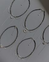 Collier 15 pièces personnalisé style gothique punk noir avec perles de culture d'eau douce, pampilles et chaîne en acier inoxydable, bijoux en éclats de pierre naturelle style sombre