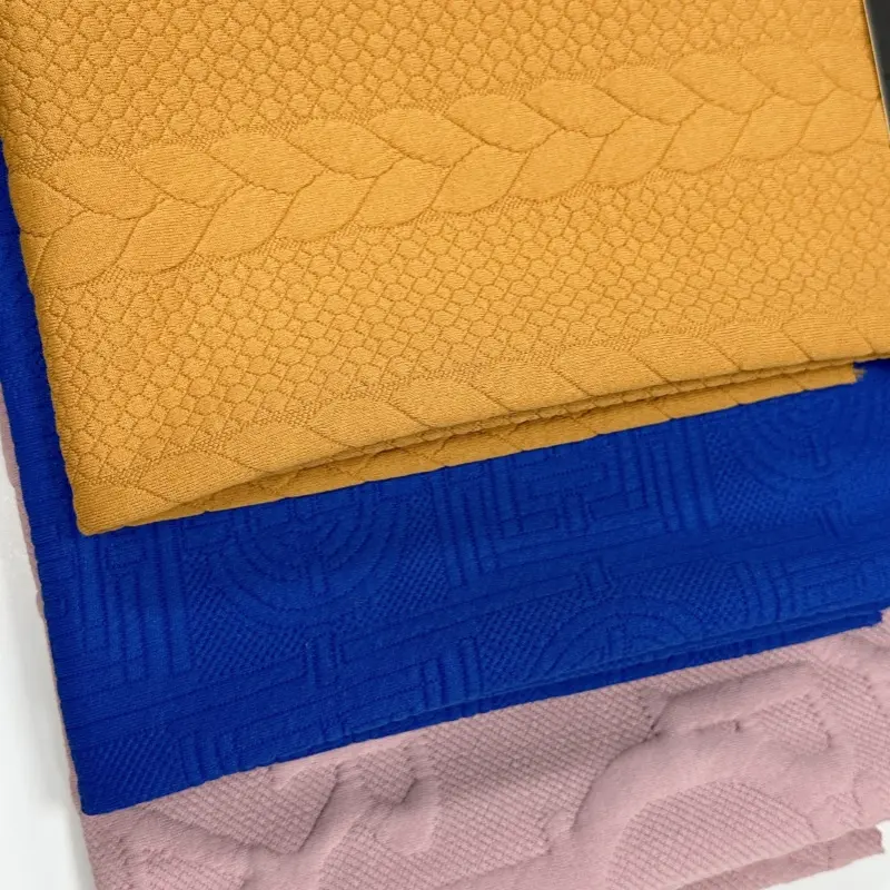 Pesante eco-friendly doppio strato di maglia tessuto jacquard in poliestere riciclato spandex calore tessuto sciarpa per il vestito