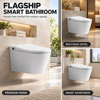 WC intelligent mural haut de gamme avec commande vocale, couvercle automatique, réservoir intégré, bidet à eau chaude instantanée et bouclier de mousse rotatif