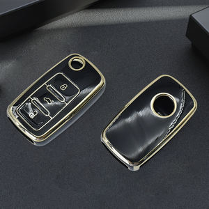 Funda Protectora para Llave de Coche de TPU Dorada para Volkswagen <span class=keywords><strong>VW</strong></span> Polo Tiguan Golf EOS Jetta MK6 Bora Sudden Octavia - Ligera y Resistente a Arañazos - Product Image 2