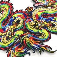 Patchs brodés de dragon chinois colorés de haute qualité avec fixation auto-agrippante et thermocollante pour vêtements