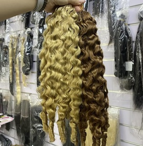 FH Color French Curly Miracle Knot Crochet <b>Braid</b> Human Hair <b>Extension</b> with Spiral Curly Ends Braiding Human Hair - Product Image 2