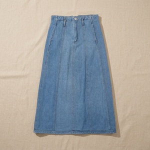 Falda Larga de Mezclilla Casual para Mujer, Cintura Natural, Transpirable, Lavada, Estilo Capa, Línea A, Nueva Colección Primavera-Verano KAR&OT ZA ZA 6164055 - Product Image 3