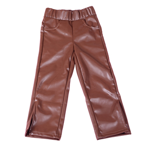 Aa-4 Nouvelle Collection Automne Pantalon en Similicuir PU pour Bébé et Jeune Enfant, Legging en Faux Cuir Slim Imprimé Style Doux pour Petites Filles - Product Image 4