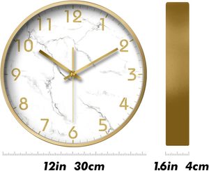 Đồng Hồ Tối Phát Sáng Sang Trọng Hiện Đại Đồng Hồ Treo Tường Đá Cẩm Thạch Điều Khiển Âm Thanh LED Không Ồn 12 Inch Đồng Hồ Điều Khiển Bằng Giọng Nói - Product Image 3