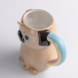 350มิลลิลิตรปั๊กสุนัขขนาดใหญ่3D แก้วเซรามิก,<span class=keywords><strong>Pug</strong></span> รูปร่างแก้วกาแฟที่มีทองยูนิคอร์น - Product Image 3