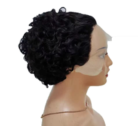 Perruque courte ondulée style pixie, cheveux humains brésiliens bouclés crépus, taille moyenne, perruque frontale en dentelle transparente pour usage quotidien