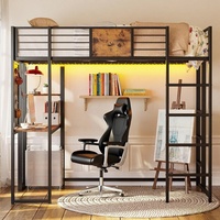 Lit superposé moderne en métal pliable, convertible, portable et réglable, pleine taille, avec bureau intégré - Lit mezzanine durable et écologique pour chambre et appartement