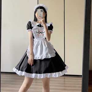 Maid Costume Embroidered Black Polyester Dress For Cosplay Anime Role Play Spring 2022 - Product Image 1