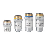 WEIAI All-purpose Objective Lens 4X 10X 40X 100X (Oil) Laboratory Copper 195 Achromatic Biological Microscope Objective Lens