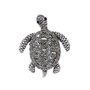 Broche de tortuga bonito con diamantes de imitación de cristal Vintage, broche de tortuga con organismo marino de diamante - Product Image 3