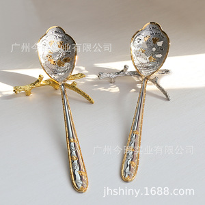 ช้อนเสิร์ฟสแตนเลส 304 ลายผีเสื้อแบบฝรั่งเศส ยี่ห้อ Shiny-Jh พร้อมลายดอกไม้ ขัดเงาแบบกระจก - Product Image 2