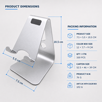 Support de téléphone en alliage d'aluminium à angle fixe, support de téléphone portable de bureau, support universel pour smartphone en métal, vente en gros, fabricant OEM ODM