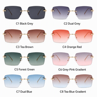 Lunettes de soleil sans monture personnalisées STY5003D, style Y2K punk, rectangulaires, pour femmes et hommes, verres dégradés UV400, vente en gros