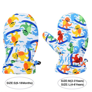 2024 invierno cálido niño niñas niños <span class=keywords><strong>manoplas</strong></span> de esquí impermeable dibujos animados caballo de mar dinosaurio forro polar niños bebé <span class=keywords><strong>manoplas</strong></span> de esquí - Product Image 2