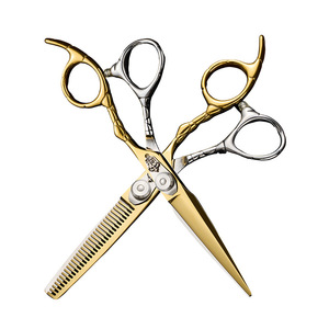 Hairdressing Thinning Shears 6 Inch 9Cr13 Stainless Steel Sharp Blade Gold Silver Handle For Haircutting - Product Image 1