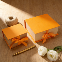 Dossiers rigides écologiques à couvercle rabattable orange, personnalisables avec logo, fermeture à ruban, pour cadeaux, avec doublure en velours, pour bijoux fins, vente en gros