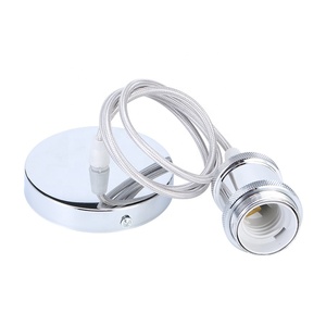 Bộ Dây E26 E27 Mặt Dây Chuyền Cổ Điển Bằng Nhôm Giá Đỡ Đế Đèn Màu Vàng Crôm Sáng Màu Đen - Product Image 4