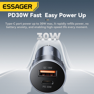 Cargador de Coche ESSAGER ES-CC24 Portátil Mini de Doble Puerto <span class=keywords><strong>Carga</strong></span> <span class=keywords><strong>Rápida</strong></span> Tipo C QC18W QC3.0 PD 30W USB para Teléfono y Tableta - Product Image 5