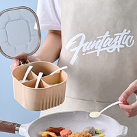 Set Kotak Bumbu Dapur Plastik 4-Piece Bergaya, Kompartemen Transparan, Tutup Pengunci, Alas Anti-Selip, Tahan Bocor, Food Grade