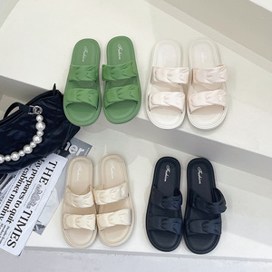 여성용 경량 라피아 여름 패션 해변용 샌들, 감성적인 플랫 슬리퍼 - Product Image 4