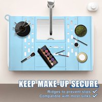 Tapis organisateur de maquillage en silicone, économiseur d'espace, couvre-évier de salle de bain pour comptoir, tapis d'évier pliable