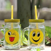 Gobelet en verre réutilisable et durable de 16 oz avec paille pour jus et boissons, vente en gros
