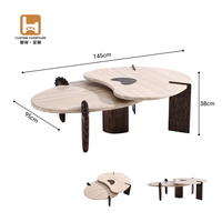 Ensemble de tables basses modernes à deux niveaux avec pieds en noyer pour salon et mobilier de salon, vente en gros directe d'usine