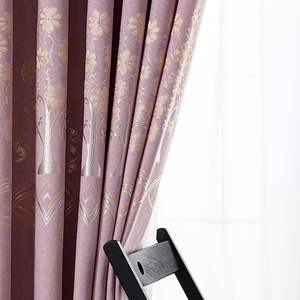 Lusso europeo rosa floreale testurizzato Jacquard 85% <span class=keywords><strong>tende</strong></span> oscuranti pannelli termici per soggiorno ragazze decorazione camera da letto - Product Image 4