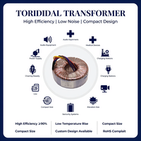 Transformateur d'alimentation LED 5 kVA, bobine toroïdale Flyback, noyau en cuivre, 220 V CA vers 24 V CC, monophasé 50/60 Hz pour éclairage commercial