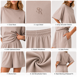 Ensemble décontracté pour femme en mélange de coton OEKO-TEX, t-shirt oversize et short, fabrication OEM, faible MOQ, vente en gros - Product Image 3