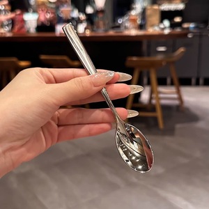 Cuillère ronde en acier inoxydable tendance, cuillères à mélanger le café et le miel, cuillères à dessert et à glace pour enfants - Product Image 2