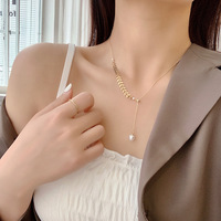 Trois pièces en acier inoxydable blé oreille forme perle or boucles d'oreilles Bracelet collier bijoux accessoires ensemble pour femme