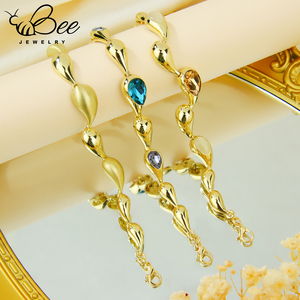 สร้อยข้อมือทองคำแท้ 14K ประดับคริสตัลแท้ ดีไซน์หยดน้ำ ทำด้วยมือ สำหรับผู้หญิง - Product Image 2