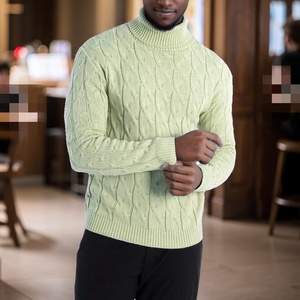Suéter de punto trenzado para hombre, <span class=keywords><strong>cuello</strong></span> alto, con patrón de cuerda, puños y <span class=keywords><strong>cuello</strong></span> acanalados, textura gruesa, para otoño e invierno - Product Image 6