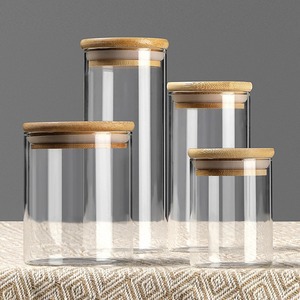 Frascos de Vidrio de Borosilicato con Tapas de Bambú para Dropshipping en Shopify, Recipientes Sellados con Rayas Verticales, Organizadores de Cocina - Product Image 3