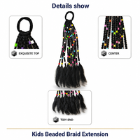 Queue de cheval tressée faite à la main pour enfants avec perles colorées, extensions de cheveux élastiques pour filles, toutes occasions, fêtes, quotidien