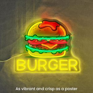 Hamburger neon LED dimmable USB powered ambient <b>light</b> shop <b>window</b> decoration <b>light</b> street indicator <b>light</b> landscape <b>light</b> 5v - Product Image 5