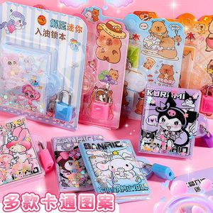 Cartoon <b>Mini</b> Oil Filled Lock <b>Notebook</b> Creative Sticker Journal For Kids Bedroom Storage Gift - Product Image 1