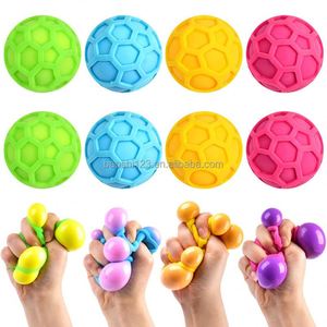 Balle anti-stress en TPR à changement de couleur, extensible et en maille, avec slime coloré à rebond lent, jouet souple pour soulager le stress et la tension - Product Image 1