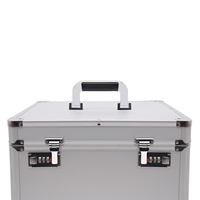 Boîte de rangement pour disques vinyles avec fermeture à clé, capacité de 50 disques vinyles, boîte de rangement pour disques vinyles en aluminium durable avec fermeture à clé