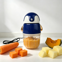 Robot culinaire électrique mignon en forme de pingouin, mini hachoir à aliments avec bol en verre, 8 lames, hachoir à viande, hachoir à ail, préparateur de repas pour bébé
