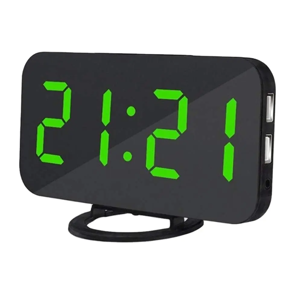 Jam Meja Digital Dekorasi Rumah, Desktop Meja USB, Pengisian Jam Alarm LED Display LED Kontrol Suara Lampu Latar Elektronik